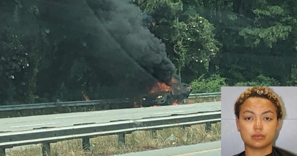 mother accused of setting car on fire while her son was inside